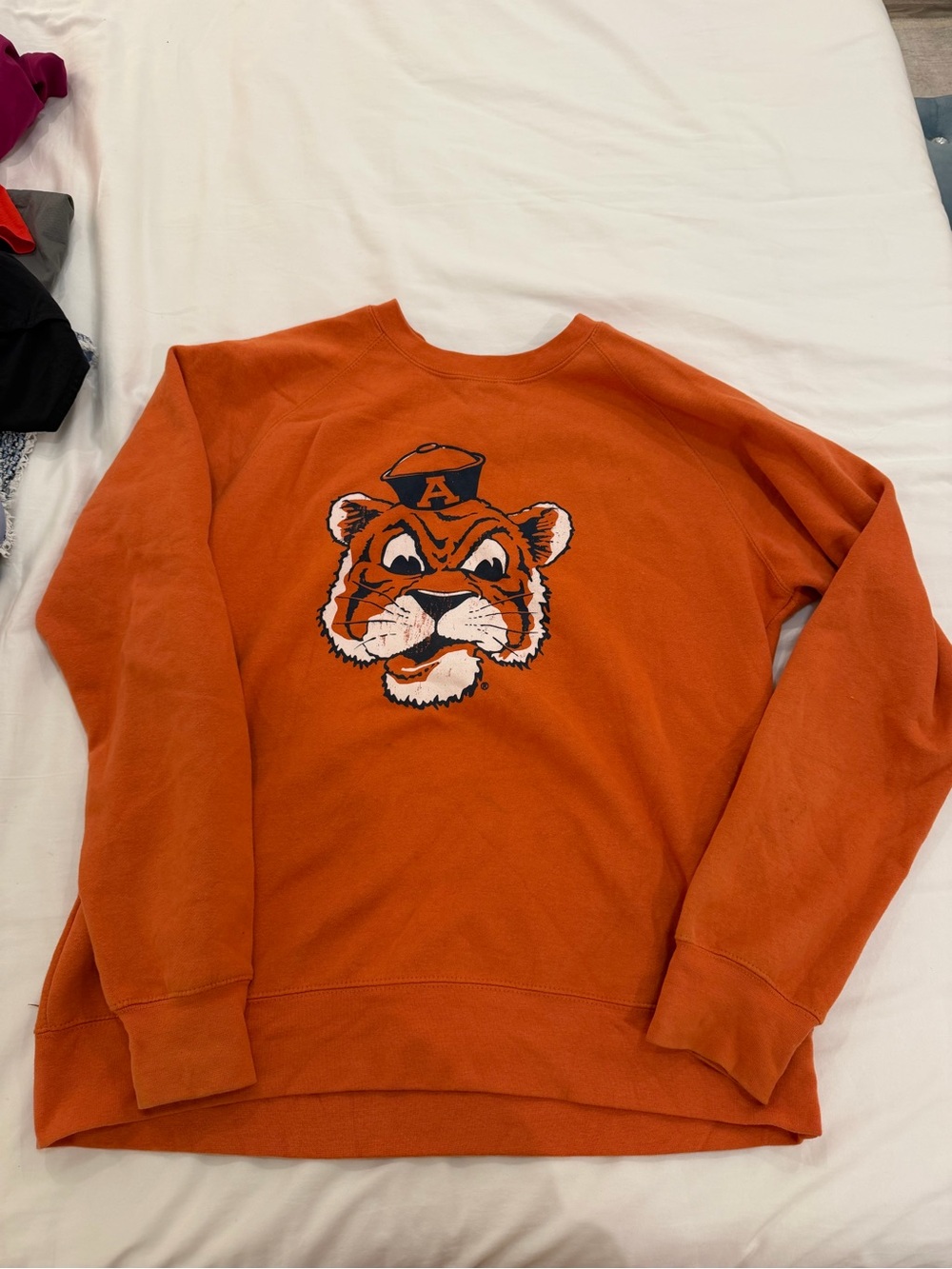 Auburn Orange Vintage Crewneck Sweatshirt with Tiger Graphic